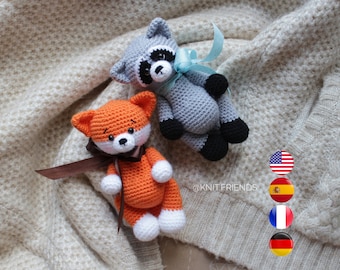 2 in 1: crochet pattern Raccoon and Fox, PDF amigurumi animals, Amigurumi fox, crochet raccoon, Forest  animals, Amigurumi and rattles