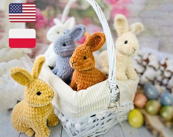 Modèle au crochet pour bébé lapin anglais et polonais / Peluche modèle au crochet / Tutoriel jouets amigurumi lapin / Modèle peluche amigurumi