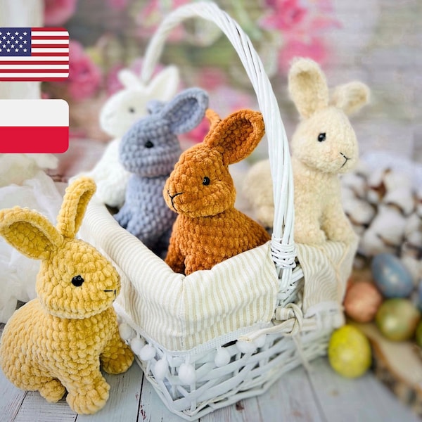 Modèle au crochet pour bébé lapin anglais et polonais / Peluche modèle au crochet / Tutoriel jouets amigurumi lapin / Modèle peluche amigurumi
