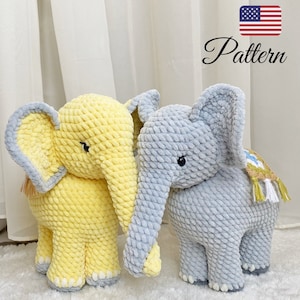 Crochet pattern elephant amigurumi toy, Crochet patterns toy