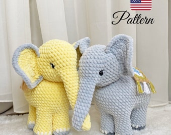 Crochet pattern elephant amigurumi toy, Crochet patterns toy