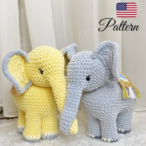 Crochet pattern elephant amigurumi toy, Crochet patterns toy