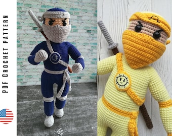 Crochet NINJA doll pattern, amigurumi doll for boy, Toys crochet patterns