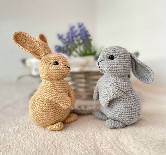 Crochet plush bunny pattern, amigurumi stuffed rabbit