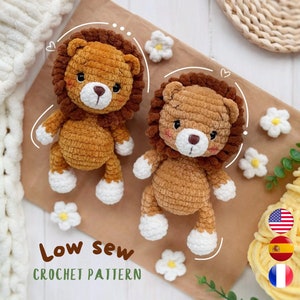 Lion CROCHET PATTERN, Amigurumi plushies PDF tutorial, Safari animal easy pattern for beginners, Plushie lion, Amigurumi and rattles