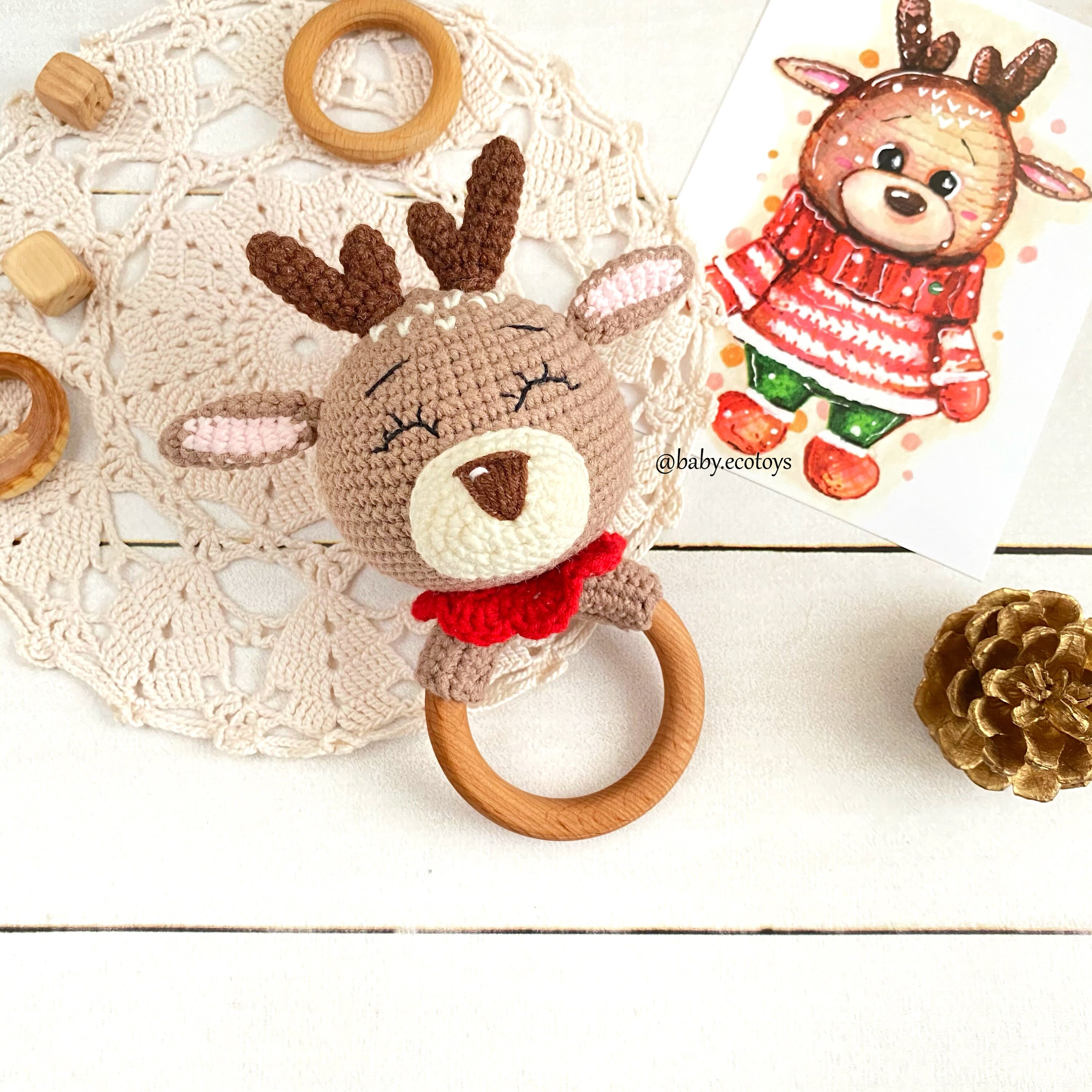 Amigurumi Pattern . Crochet Baby Rattle Reindeer Patterns Etsy