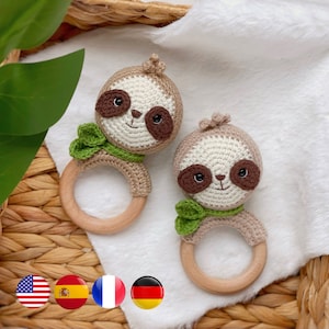 Hochet paresseux au crochet, Modèle facile au crochet animal, Crochet pour bébé, Amigurumi modèle PDF, Amigurumi et hochets