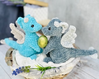 Patrón de ganchillo dragón / PATRÓN de ganchillo peluche dinosaurio / Amigurumi cosas juguetes tutorial / patrón dinosaurio / Patrón amigurumi peluche