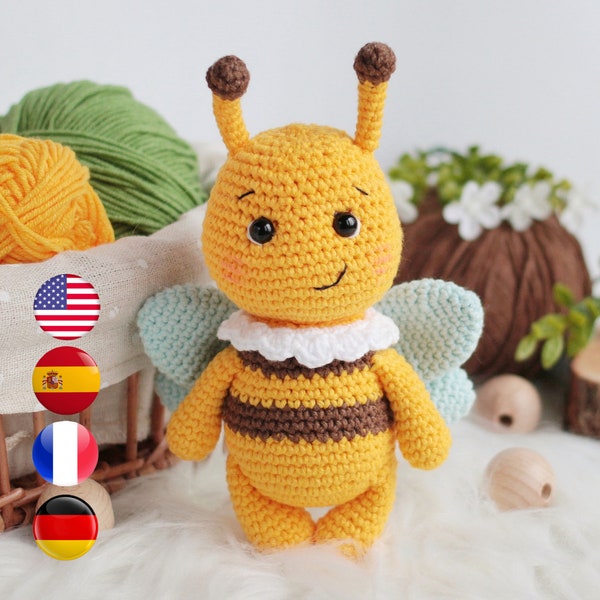 Amigurumi Hummel Häkelanleitung PDF, Insekt Biene häkeln, Amigurumi Anleitung Tiere, Einfache Häkelanleitung für Anfänger, Amigurumi und Rasseln