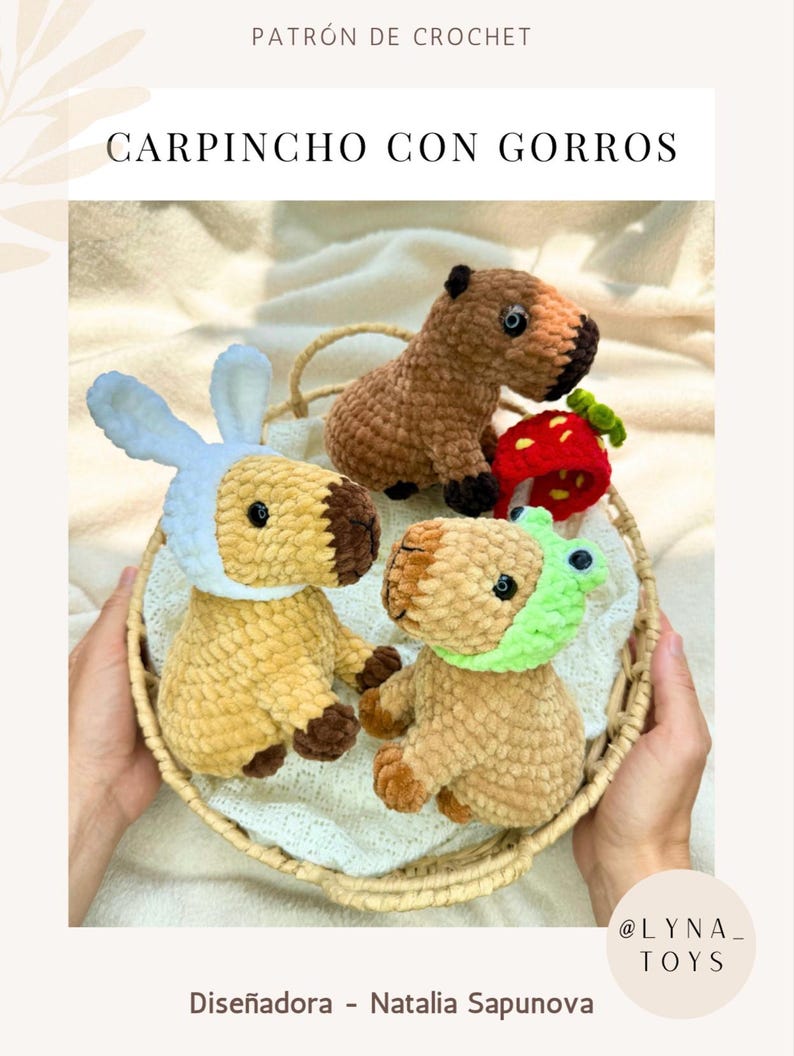 Virkmönster KAPYBARAN MED HATTAR / amigurumi kapybara / virkmönster plyschleksak / pysselleksaker handledning kapybara / Mönster amigurumi plysch bild 6