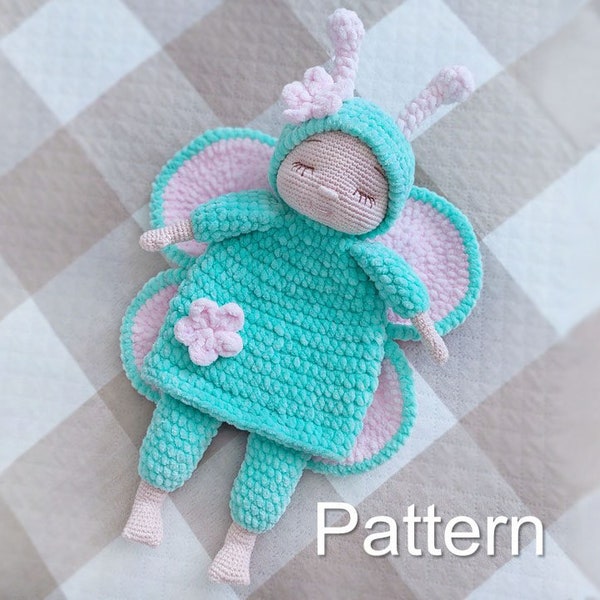Crochet comforter Butterfly pattern PDF, comforter toy amigurumi, Cuddle Butterfly pattern, Baby mini Blanket toy, Pajamas, Lovey patterns