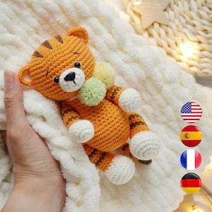 Crochet PATTERN tiger, Amigurumi animals pattern, Crochet tiger amigurumi pattern, Crochet safari animals, Easy Amigurumi and rattles