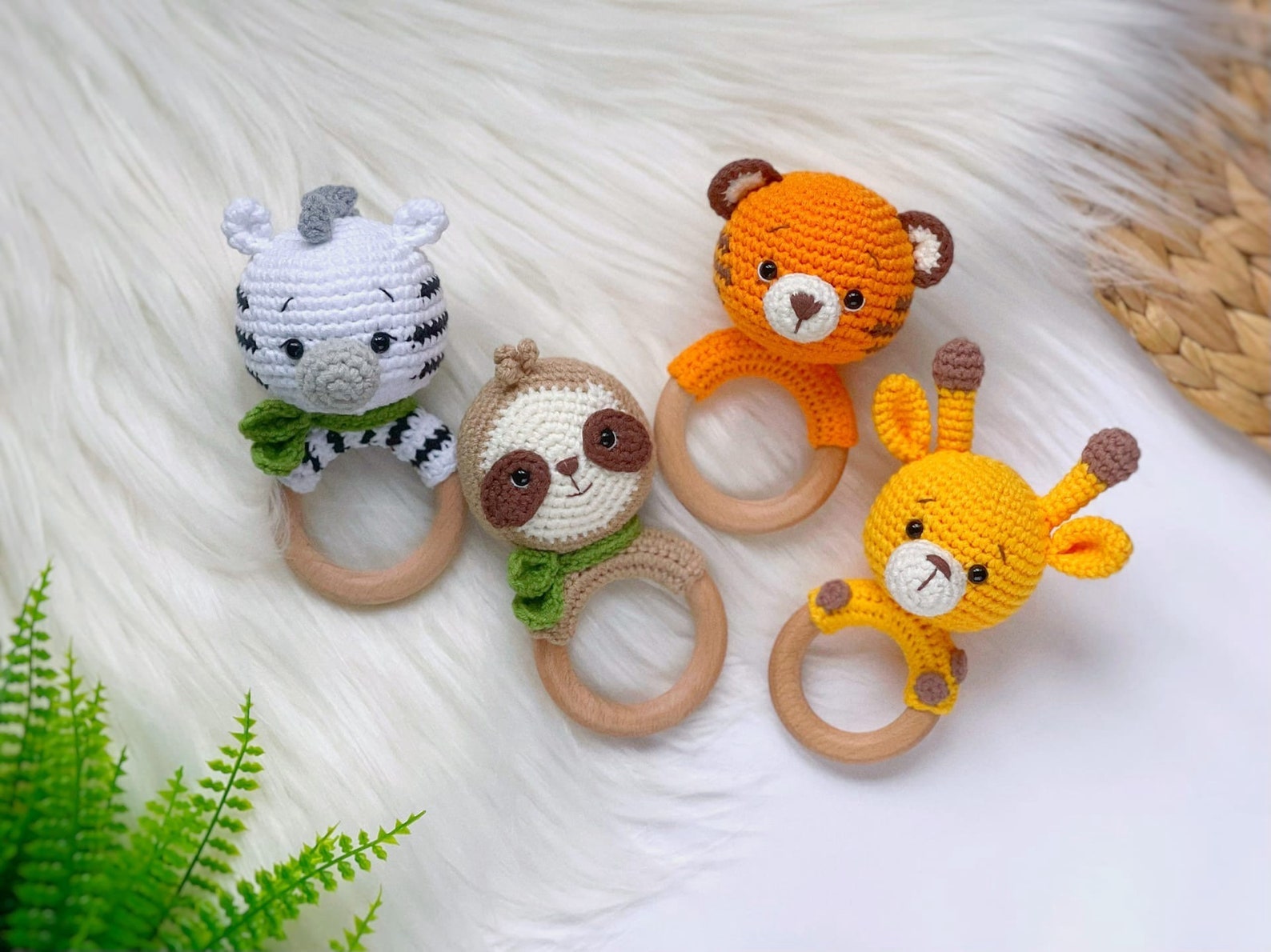 SET of 4 Crochet PATTERN Baby Rattles Safari Animals Etsy