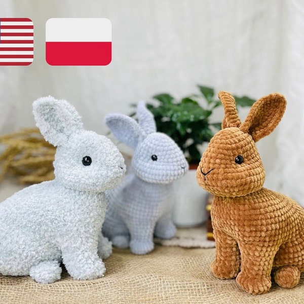 Crochet Pattern lapin anglais et polonais / Crochet PATTERN jouet en peluche / Amigurumi trucs jouets lapin réaliste /Pattern amigurumi peluche