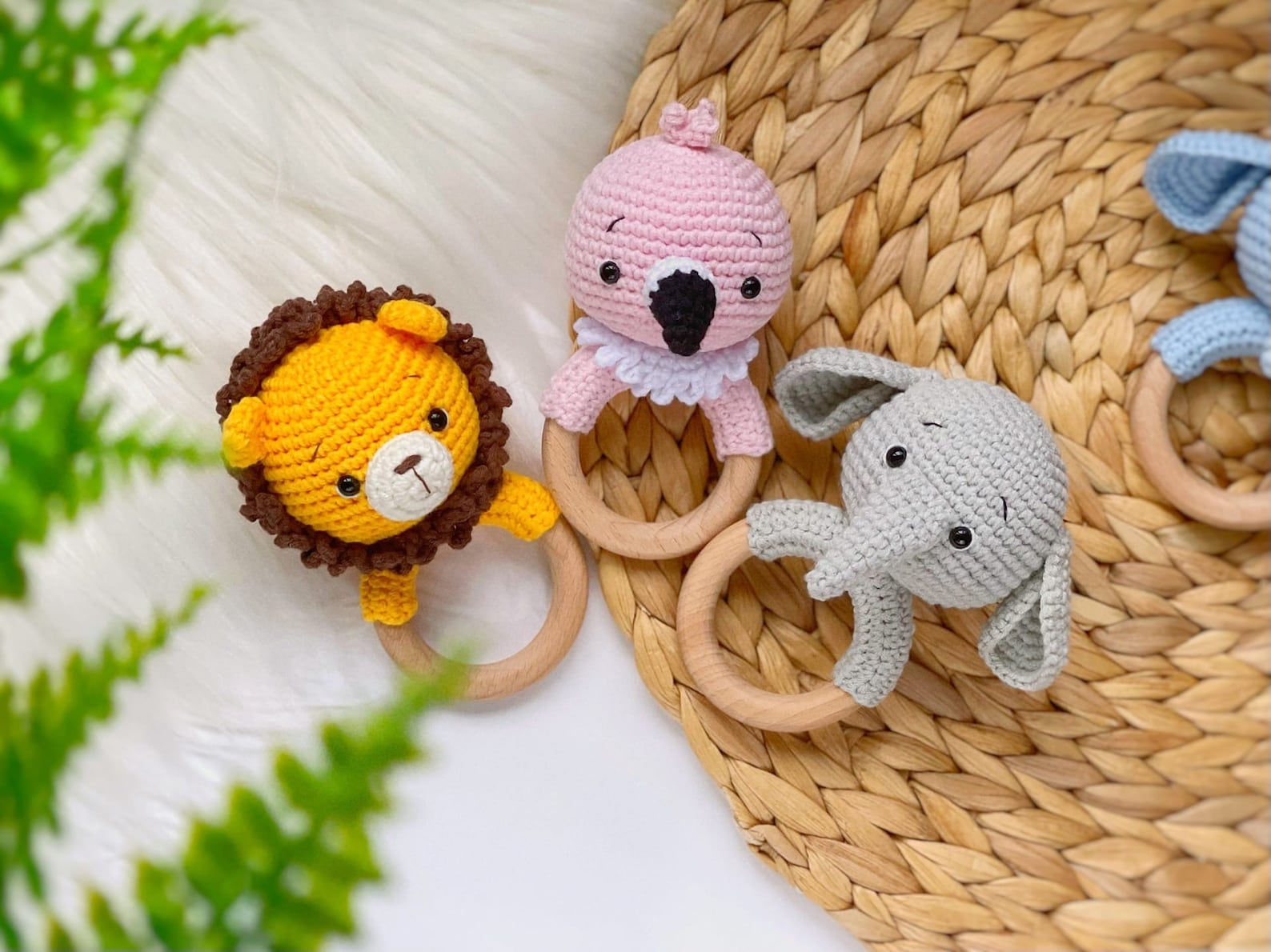 SET of 4 Crochet PATTERN Baby Rattles Safari Animals Lion Etsy