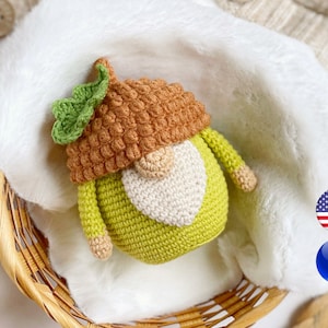 Acorn gnome crochet pattern PDF, Fall amigurumi for beginners, Crochet acorn pattern, Garden gnome, Amigurumi pattern, Amigurumi and rattles