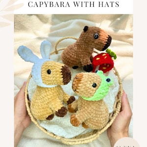 Virkmönster KAPYBARAN MED HATTAR / amigurumi kapybara / virkmönster plyschleksak / pysselleksaker handledning kapybara / Mönster amigurumi plysch bild 4