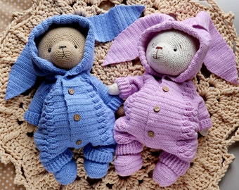 MOTIF Pour une tenue au crochet, une barboteuse et des chaussons. Vêtements à motif pour ours, lapin, poupée au crochet. Tutoriel sur les vêtements pour jouets. Motif peluche Amigurumi