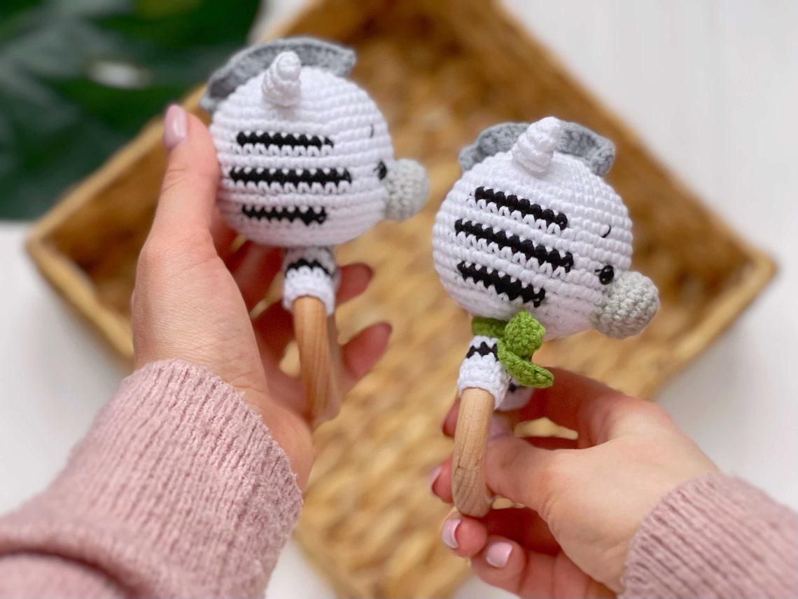 Crochet Pattern ZEBRA Baby Rattle, PDF Pattern Safari Animals, Zebra ...