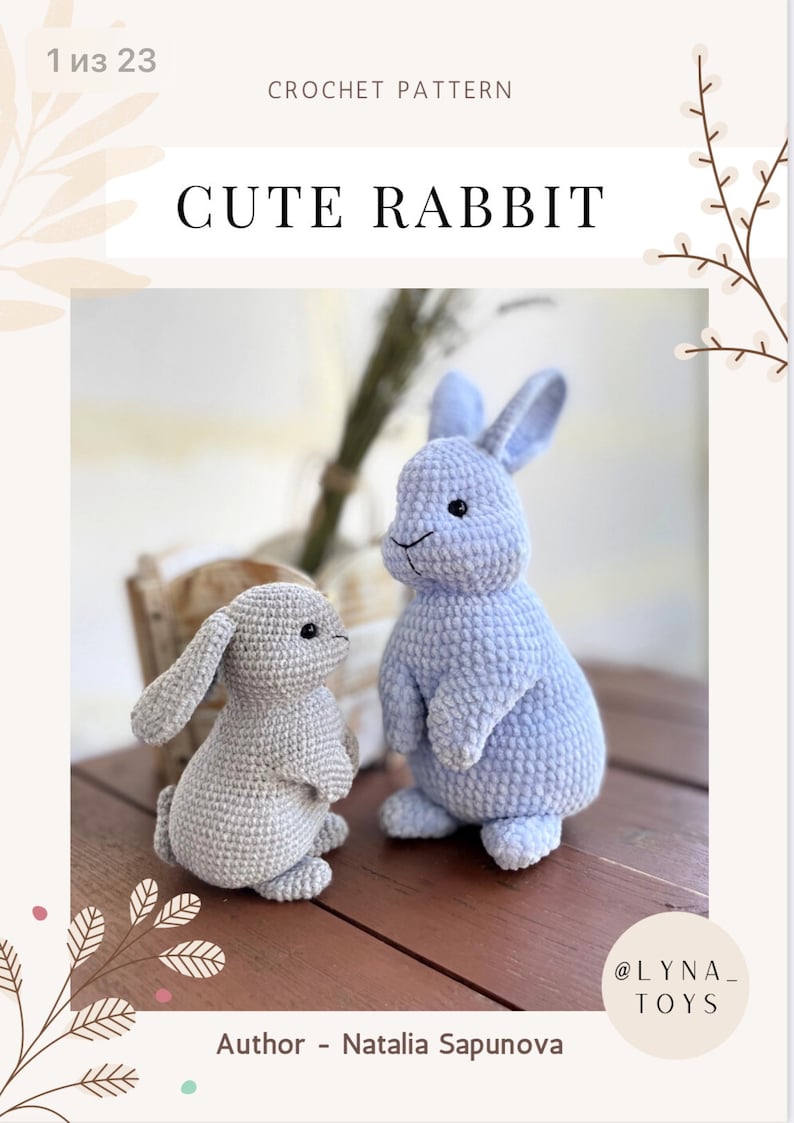 Crochet Pattern cute rabbit / Crochet PATTERN plush toy / Amigurumi stuff toys tutorial / Amigurumi pattern rabbit /Pattern amigurumi plush image 5