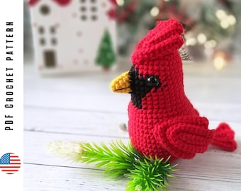 Crochet Red cardinal ornament, amigurumi bird pattern , Toys crochet patterns