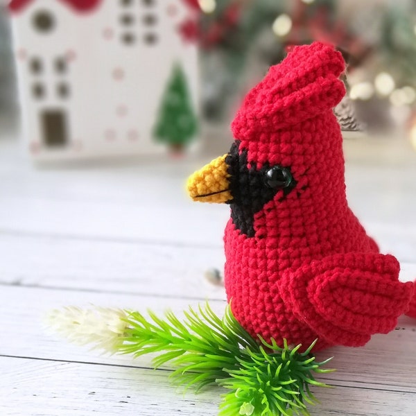 Crochet Red cardinal ornament, amigurumi bird pattern , Toys crochet patterns