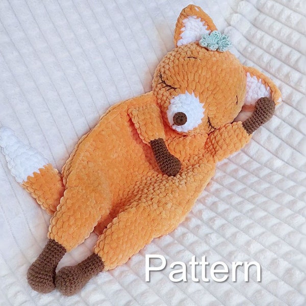 Crochet comforter Fox pattern PDF, comforter toy amigurumi, Amigurumi Cuddle fox pattern, mini Blanket toy,  Lovey patterns