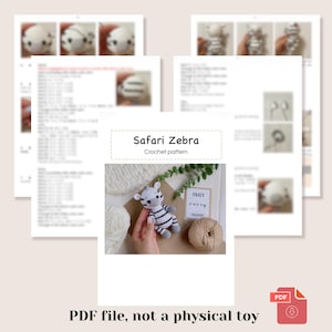 Amigurumi zebra crochet pattern PDF, Safari amigurumi animals, Easy crochet toy pattern, Amigurumi horse for beginner, Amigurumi and rattles image 2