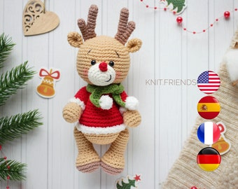 CROCHET PATTERN deer amigurumi, PDF Christmas reindeer amigurumi pattern, Amigurumi ornaments, Crochet forest animals, Amigurumi and rattles