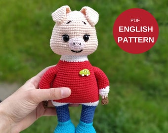 Crochet pattern Piggy PDF English pattern Crochet amigurumi Pig pattern Cute toy for children Piglet pattern Wall hanging pattern