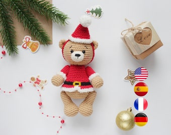 HÄKELANLEITUNG Weihnachtsmann PDF, Weihnachten Amigurumi Anleitung, Einfache Anleitung Tiere, Amigurumi Weihnachtsschmuck, Amigurumi und Rasseln