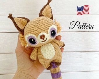 Crochet pattern lynx toy.  Crochet amigurumi animals. DIGITAL DOWNLOAD PDF. Crochet patterns toy