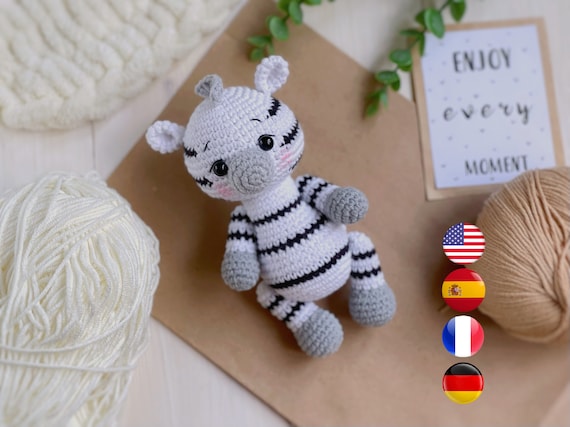 Amigurumi zebra crochet pattern PDF, Safari amigurumi animals, Easy crochet toy pattern, Amigurumi horse for beginner, Amigurumi and rattles