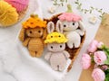 CROCHET PATTERN bunnies in Easter hats, Amigurumi plushie low sew pattern, Easter amigurumi animals, Crochet tutorial, Amigurumi and rattles product logo