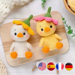 HÄKELANLEITUNG Blümchen die Ente Amigurumi PDF, Ente und Blume einfache Häkelanleitung, Amigurumi Tier, Häkelvogel, Amigurumi und Rasseln