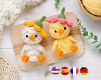 CROCHET PATTERN Floret the duck amigurumi PDF, Duck and flower easy crochet pattern, Amigurumi animal, Crochet bird, Amigurumi and rattles