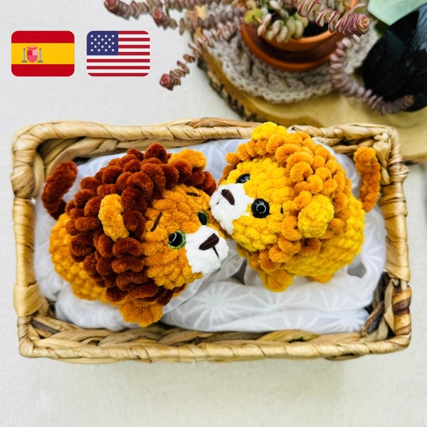 Crochet pattern lion / Crochet pattern plush toy lion / Amigurumi stuff toys tutorial (ENG + ESP) / patrón de león / Pattern amigurumi plush