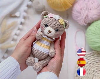 Crochet PATTERN bear amigurumi, Easy crochet pattern amigurumi animal, Crochet forest animal, Pattern amigurumi PDF, Amigurumi and rattles