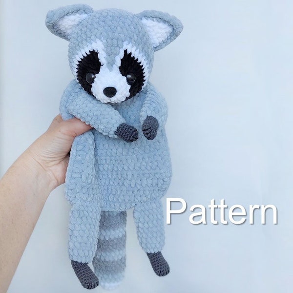 Patrón mapache edredón de ganchillo PDF, juguete edredón amigurumi, patrón mapache Amigurumi Cuddle, mini juguete manta, patrones Lovey