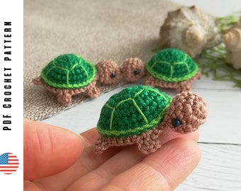 Crochet baby turtle pattern, amigurumi tiny animal, Toys crochet patterns