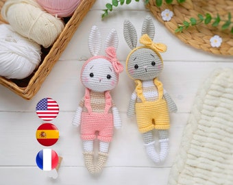 CROCHET PATTERN Zoe the bunny PDF, Easter bunny or rabbit amigurumi, Crochet toy animal pattern, Easter crochet decor, Amigurumi and rattles