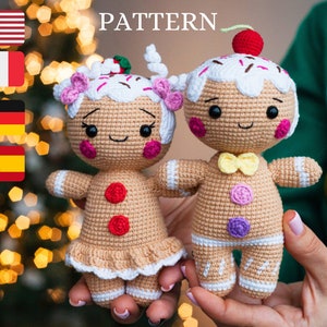 Amigurumi patron espaol Gingerbread man and girl. Amigurumi pattern crochet gingerbread man.  hkelanleitung deutsch  Amigurumi toy pattern