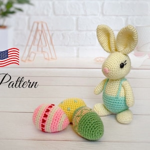 Crochet pattern bunny, Amigurumi pattern rabbit, Crochet easter bunny, Amigurumi stuff toys tutorial, plush toy, Crochet patterns toy