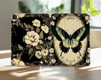 Butterfly iPad Air 11 Case A16 Dark Academia Pro 13 inch M3 M2 12.9 10.9 10.2 Gothic Mini A17 7 6 5 4 10th 9th 8th Gen Vintage Floral Cover