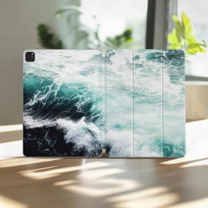 Ocean Wave iPad Air Case 13 11 10.9 10.2 Pro 10.5 12.9 9.7 inch Mini 3rd gen A17 A16 Apple Folio Cover 2024 2018 A3268 A3007 Seascape Design