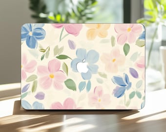 Cute Flower MacBook Air 13 inch Protective Case Pro 16 14 15&quot; M1 M2 M3 M4 Floral 2025 2024 Pastel Hard Cover A2337 A3240 A3401 Soft Girl