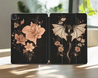 Dragon iPad Air 11 Case Fantasy Pro 12.9 inch 13&quot; 2025 2020 iPad Air 5 4 Mini 7 6 A17 10.9 10.5 10.2 A16 11th 10th 9th 8th Gen Floral Cover