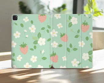 Mint Strawberry iPad Air 11 inch Case A16 Floral Pro 13 2025 12.9 Pretty Air 5 10.9 10.2&quot; Mini A17 6 5 4 10th 9th 8th Gen Cute Green Kawaii