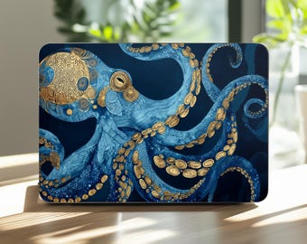Octopus MacBook Air 13 Hoesje 15 inch Blauw Mac Pro 14 16" M1 M2 M3 M4 Zee Oceaan Harde Cover 2025 2024 2022 2017 A2918 A3186 A3113 Tentakels
