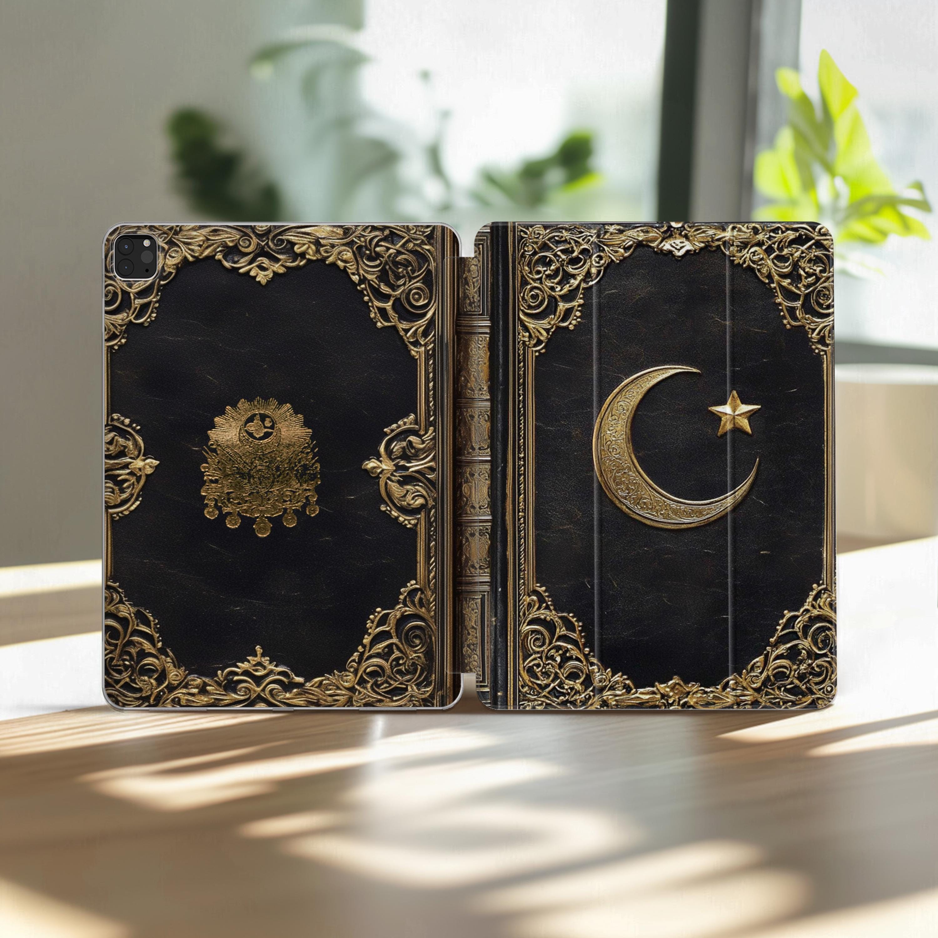 Moon Book iPad Case Pro 13 inch 12.9 11 A16 Bookish iPad Air 5 4 10.9 10.2" Vintage Mini A17 7 6 5 4 3 iPad 10th 9th 8th Gen Celestial Cover